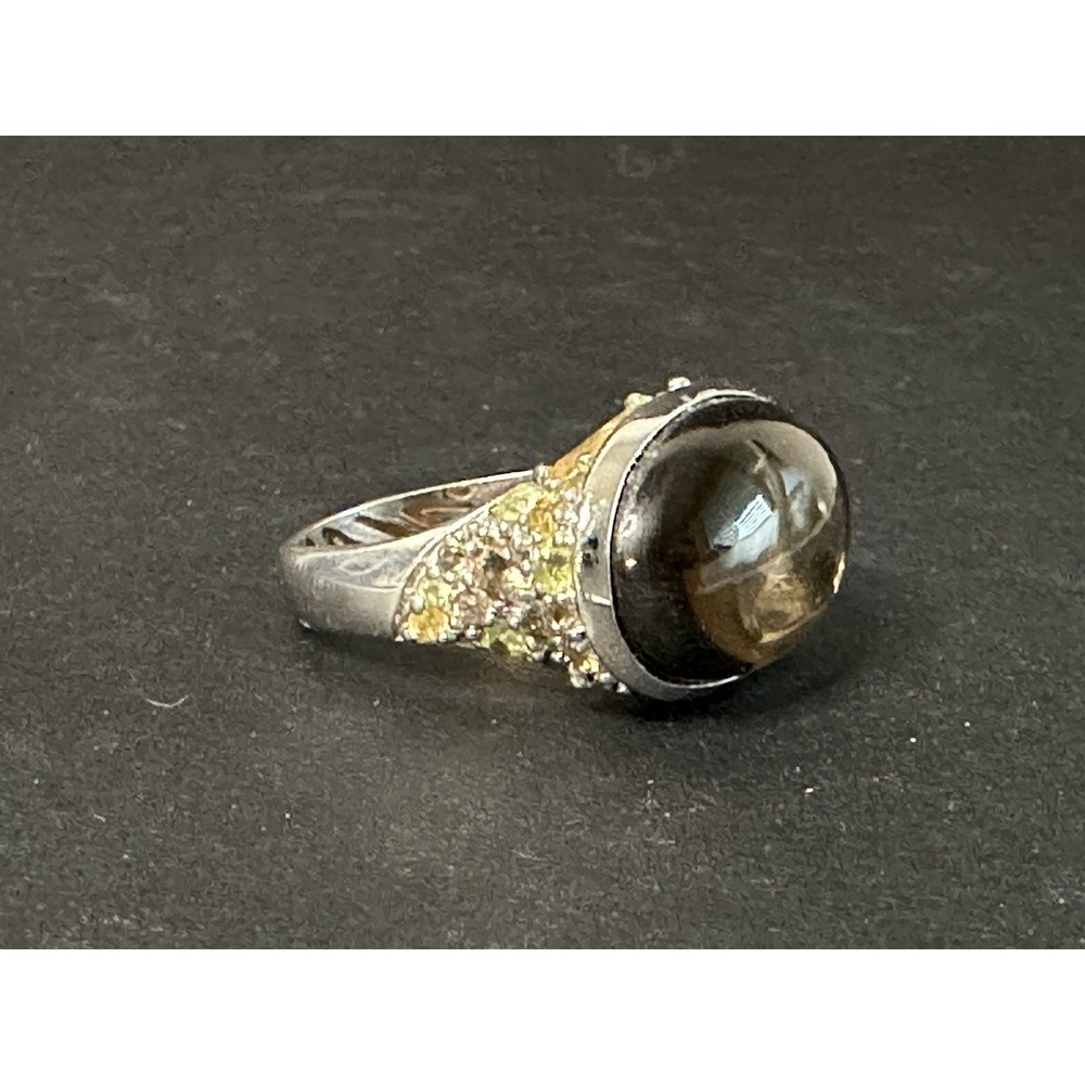 Vtg David Sigal Sterling Silver 925 Multi Color Quartz Floral Dome Ring Size 9
